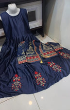 Embroidered Koti & Silk Maxi 2Piece Set