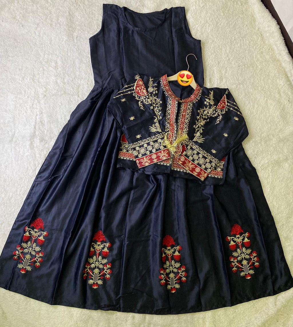 Embroidered Koti & Silk Maxi 2Piece Set