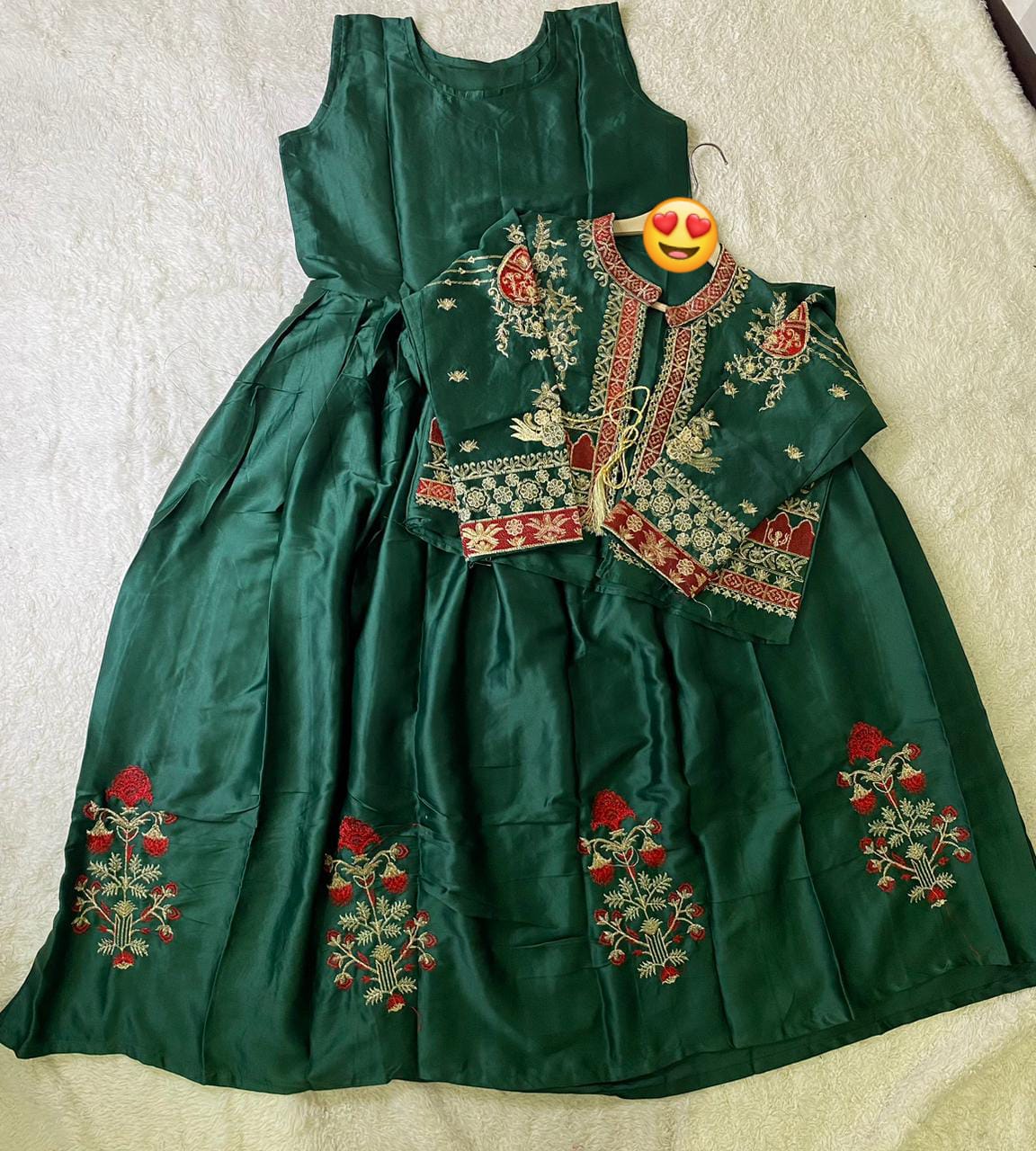 Embroidered Koti & Silk Maxi 2Piece Set