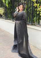 Starry Chiffon Rhinestone Saree - Shiwani Apparels