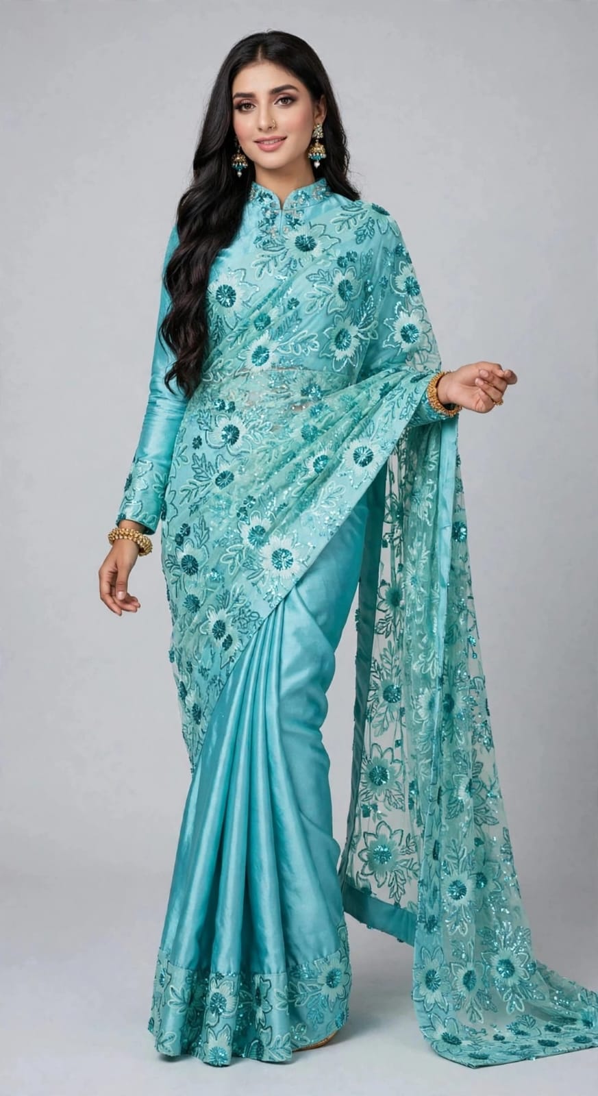 ELEGANT EMBROIDERED PALLU SAREE