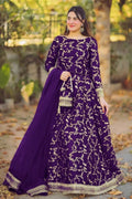 4 Piece Heavy Embroidered Shamose Silk Flare Skirt & Top Ensemble