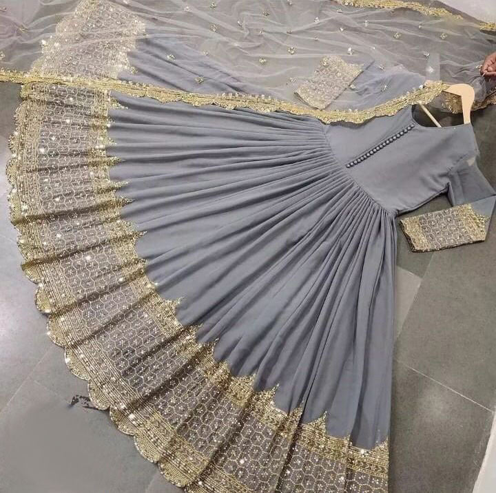 Midnight Star Chiffon 3Piece Suite Heavily Embroidered Sitara Work