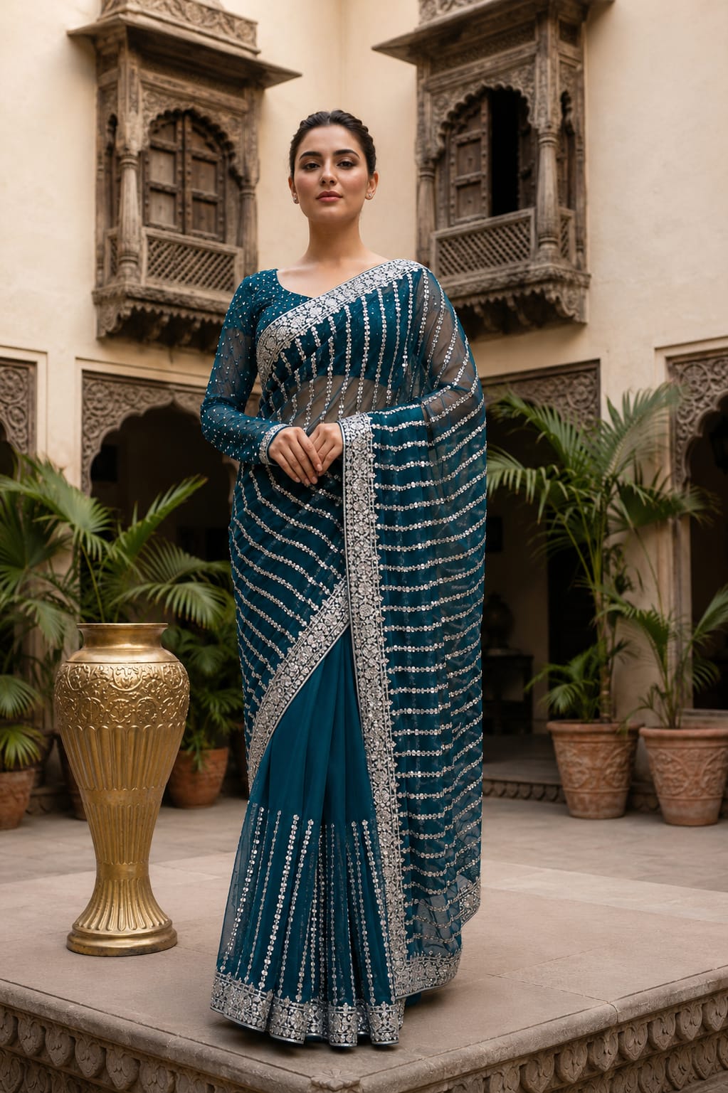 pearl shine saree