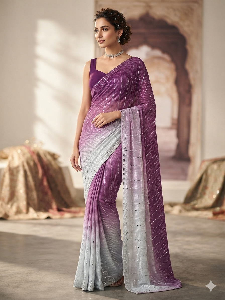 DOUBLE SHADE MOONLIGHT SAREE