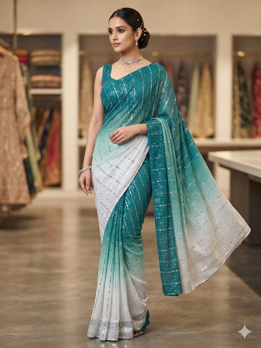 DOUBLE SHADE MOONLIGHT SAREE