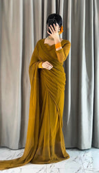 Zarif Ready to Wear Chiffon Saree I Premium Stitched Saree Set with Blouse