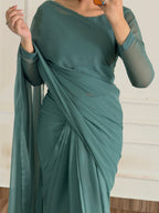 Zarif Ready to Wear Chiffon Saree I Premium Stitched Saree Set with Blouse